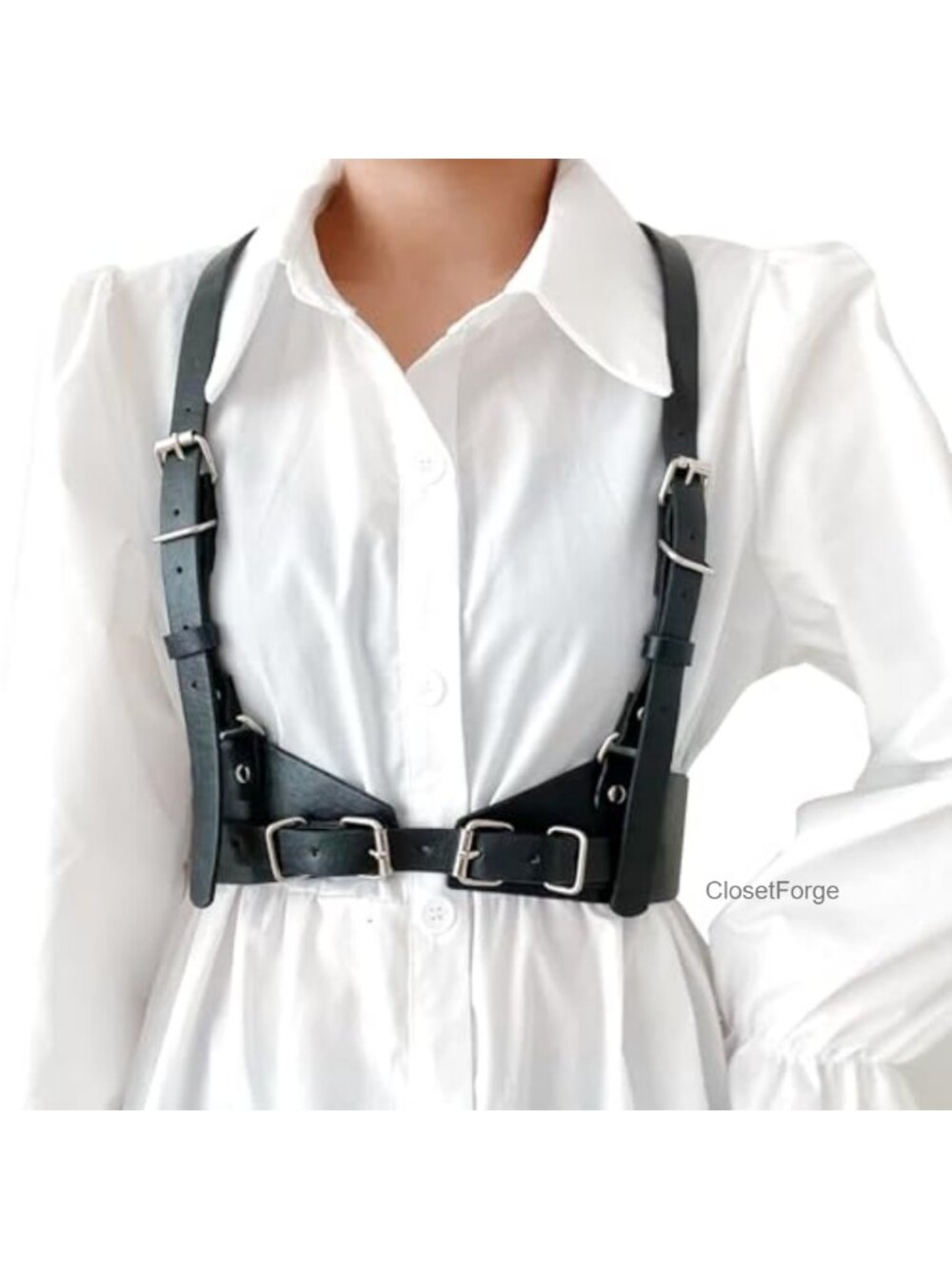 Adjustable Faux Leather Chest Harness Belt Gothic Punk - Picture 1 of 6